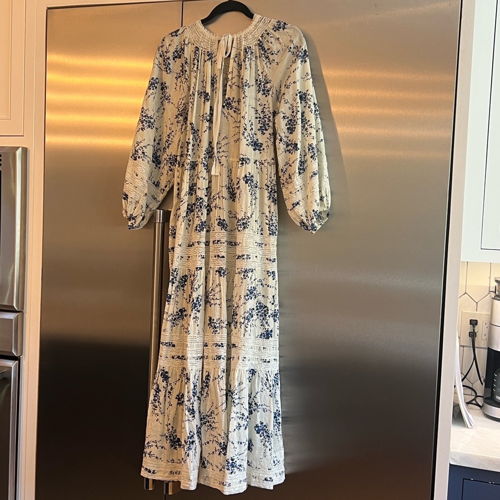 THE GREAT. The Hideaway Floral Tiered Midi Dress Size 1 Small - Picture 9 of 11